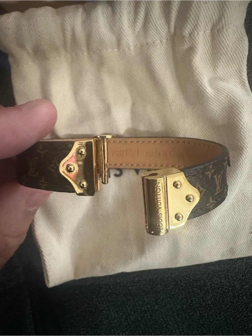 Louis Vuitton Brown Monogram Bracelet with Gold Hardware